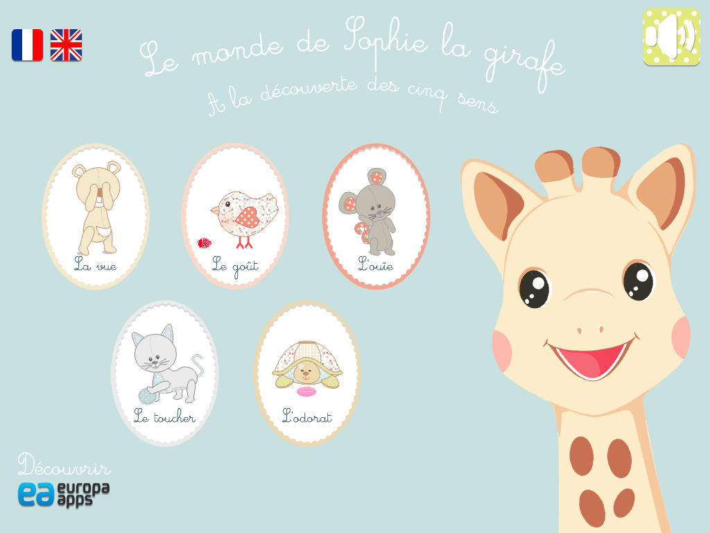 application Sophie la girafe les cinq sens