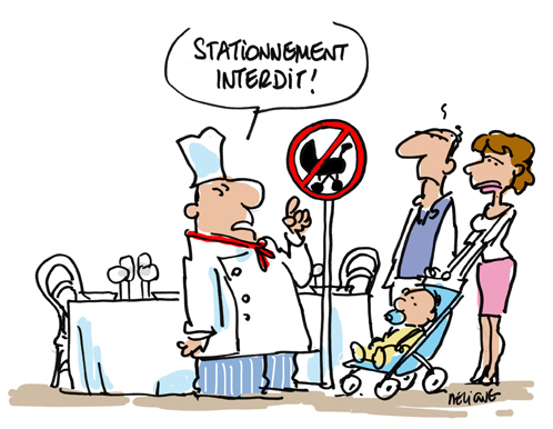 Interdit aux poussettes restaurant