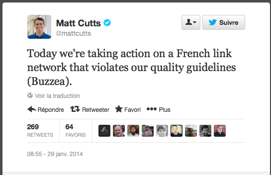 tweet matt cutts buzzea