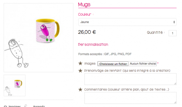 personnalisation objet sur Art by kid