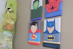 chambre enfant garçon tableaux marvel vintage spiderman batman hulk superman