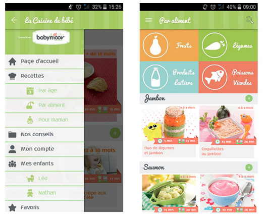 application recettes babymoov