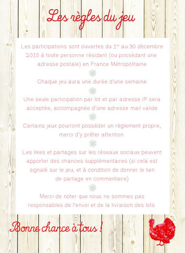 règles calendrier de l'avent 