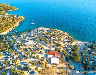 aerial view of novalja coastal campgrounds in croatia